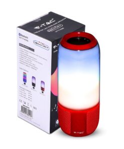 Φορητό Ασύρματο Ηχείο- Φωτιστικό Γραφείου Bluetooth με Μπαταρία και RGB LED Φωτισμό 6W V-TAC Κόκκινο – 8571