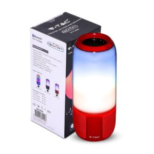Φορητό Ασύρματο Ηχείο- Φωτιστικό Γραφείου Bluetooth με Μπαταρία και RGB LED Φωτισμό 6W V-TAC Κόκκινο – 8571