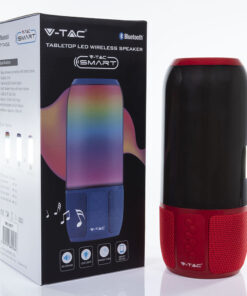 Φορητό Ασύρματο Ηχείο- Φωτιστικό Γραφείου Bluetooth με Μπαταρία και RGB LED Φωτισμό 6W V-TAC Κόκκινο – 8571