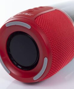 Φορητό Ασύρματο Ηχείο- Φωτιστικό Γραφείου Bluetooth με Μπαταρία και RGB LED Φωτισμό 6W V-TAC Κόκκινο – 8571