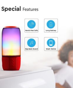 Φορητό Ασύρματο Ηχείο- Φωτιστικό Γραφείου Bluetooth με Μπαταρία και RGB LED Φωτισμό 6W V-TAC Κόκκινο – 8571