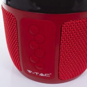 Φορητό Ασύρματο Ηχείο- Φωτιστικό Γραφείου Bluetooth με Μπαταρία και RGB LED Φωτισμό 6W V-TAC Κόκκινο – 8571