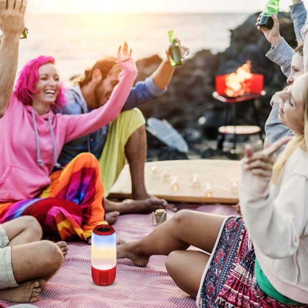 Φορητό Ασύρματο Ηχείο- Φωτιστικό Γραφείου Bluetooth με Μπαταρία και RGB LED Φωτισμό 6W V-TAC Κόκκινο – 8571