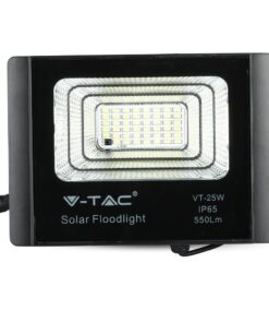LED Προβολέας με Φ/Β Πανελ 12W Μαύρος V-TAC IP65 5000mAh DC 3.2V 120° 550lm Φυσικό Λευκό 4000K – 8573