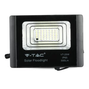 LED Προβολέας με Φ/Β Πανελ 12W Μαύρος V-TAC IP65 5000mAh DC 3.2V 120° 550lm Φυσικό Λευκό 4000K – 8573