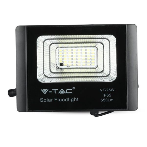LED Προβολέας με Φ/Β Πανελ 12W Μαύρος V-TAC IP65 5000mAh DC 3.2V 120° 550lm Φυσικό Λευκό 4000K – 8573