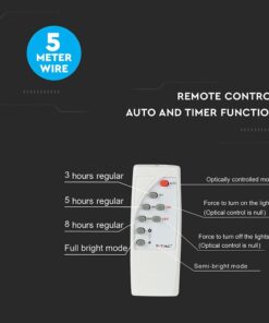 LED Προβολέας με Φ/Β Πανελ 12W Μαύρος V-TAC IP65 5000mAh DC 3.2V 120° 550lm Φυσικό Λευκό 4000K – 8573