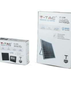 LED Προβολέας με Φ/Β Πανελ 12W Μαύρος V-TAC IP65 5000mAh DC 3.2V 120° 550lm Φυσικό Λευκό 4000K – 8573