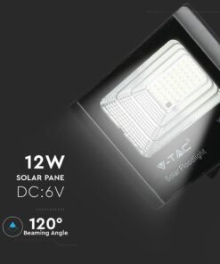 LED Προβολέας με Φ/Β Πανελ 12W Μαύρος V-TAC IP65 5000mAh DC 3.2V 120° 550lm Φυσικό Λευκό 4000K – 8573