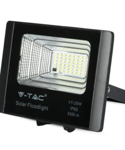 LED Προβολέας με Φ/Β Πανελ 12W Μαύρος V-TAC IP65 5000mAh DC 3.2V 120° 550lm Φυσικό Λευκό 4000K – 8573