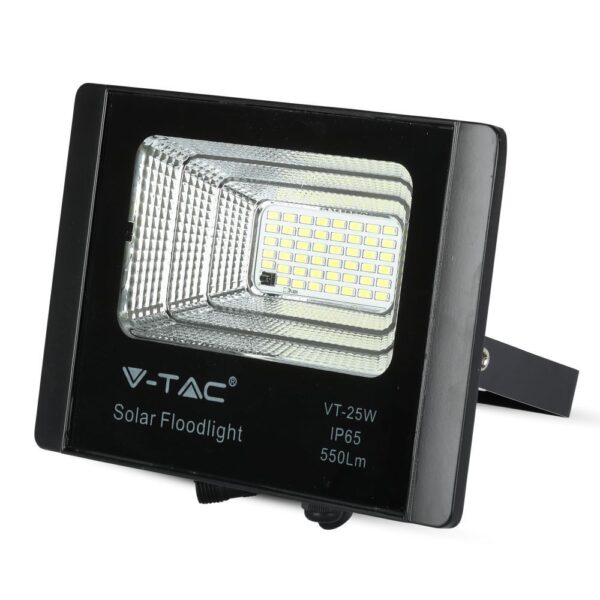 LED Προβολέας με Φ/Β Πανελ 12W Μαύρος V-TAC IP65 5000mAh DC 3.2V 120° 550lm Φυσικό Λευκό 4000K – 8573