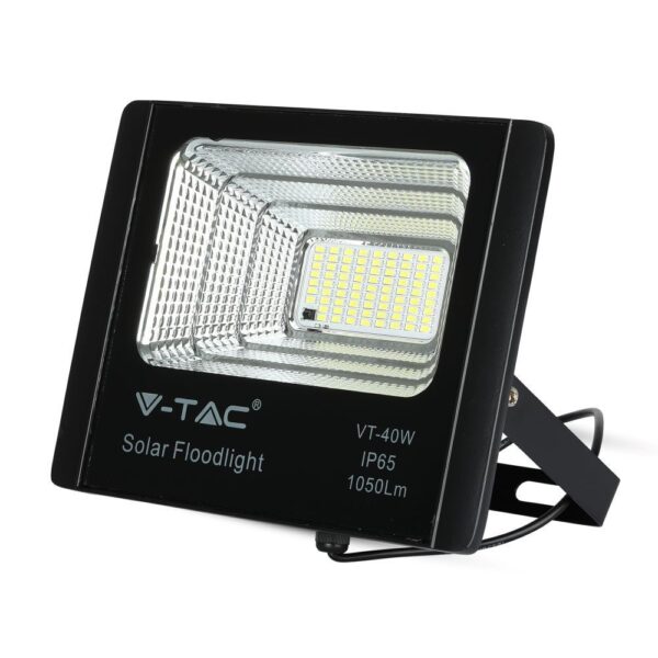 LED Προβολέας με Φ/Β Πανελ 16W Μαύρος V-TAC IP65 10000mAh DC 3.2V 120° 1050lm Φυσικό Λευκό 4000K – 8574