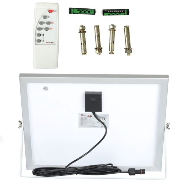 LED Προβολέας με Φ/Β Πανελ 16W Μαύρος V-TAC IP65 10000mAh DC 3.2V 120° 1050lm Φυσικό Λευκό 4000K – 8574