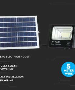 LED Προβολέας με Φ/Β Πανελ 16W Μαύρος V-TAC IP65 10000mAh DC 3.2V 120° 1050lm Φυσικό Λευκό 4000K – 8574
