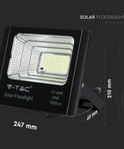 LED Προβολέας με Φ/Β Πανελ 16W Μαύρος V-TAC IP65 10000mAh DC 3.2V 120° 1050lm Φυσικό Λευκό 4000K – 8574