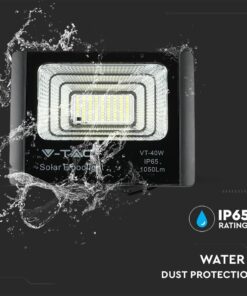 LED Προβολέας με Φ/Β Πανελ 16W Μαύρος V-TAC IP65 10000mAh DC 3.2V 120° 1050lm Φυσικό Λευκό 4000K – 8574