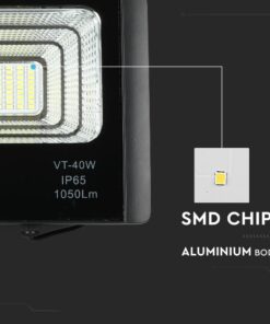 LED Προβολέας με Φ/Β Πανελ 16W Μαύρος V-TAC IP65 10000mAh DC 3.2V 120° 1050lm Φυσικό Λευκό 4000K – 8574