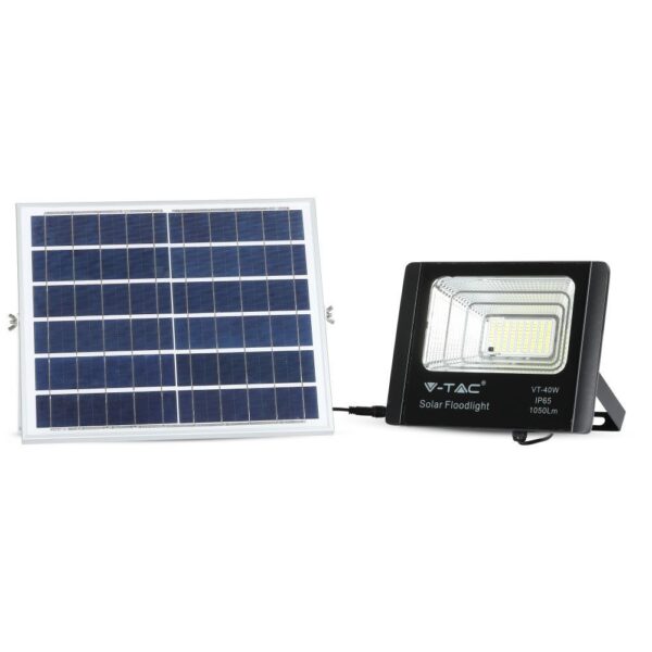 LED Προβολέας με Φ/Β Πανελ 16W Μαύρος V-TAC IP65 10000mAh DC 3.2V 120° 1050lm Φυσικό Λευκό 4000K – 8574