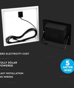 LED Προβολέας με Φ/Β Πανελ 20W Μαύρος V-TAC IP65 10000mAh DC 6.4V 120° 1650lm Φυσικό Λευκό 4000K – 8575