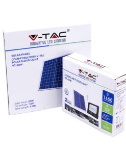 LED Προβολέας με Φ/Β Πανελ 20W Μαύρος V-TAC IP65 10000mAh DC 6.4V 120° 1650lm Φυσικό Λευκό 4000K – 8575