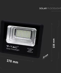 LED Προβολέας με Φ/Β Πανελ 20W Μαύρος V-TAC IP65 10000mAh DC 6.4V 120° 1650lm Φυσικό Λευκό 4000K – 8575