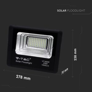 LED Προβολέας με Φ/Β Πανελ 20W Μαύρος V-TAC IP65 10000mAh DC 6.4V 120° 1650lm Φυσικό Λευκό 4000K – 8575