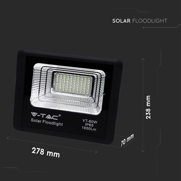 LED Προβολέας με Φ/Β Πανελ 20W Μαύρος V-TAC IP65 10000mAh DC 6.4V 120° 1650lm Φυσικό Λευκό 4000K – 8575