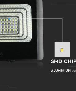 LED Προβολέας με Φ/Β Πανελ 20W Μαύρος V-TAC IP65 10000mAh DC 6.4V 120° 1650lm Φυσικό Λευκό 4000K – 8575