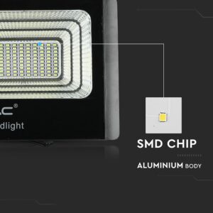 LED Προβολέας με Φ/Β Πανελ 20W Μαύρος V-TAC IP65 10000mAh DC 6.4V 120° 1650lm Φυσικό Λευκό 4000K – 8575