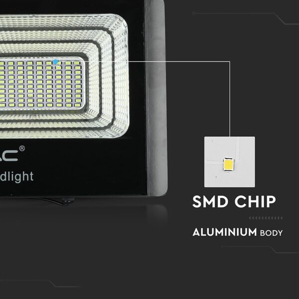 LED Προβολέας με Φ/Β Πανελ 20W Μαύρος V-TAC IP65 10000mAh DC 6.4V 120° 1650lm Φυσικό Λευκό 4000K – 8575