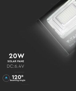 LED Προβολέας με Φ/Β Πανελ 20W Μαύρος V-TAC IP65 10000mAh DC 6.4V 120° 1650lm Φυσικό Λευκό 4000K – 8575