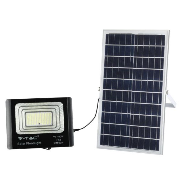 LED Προβολέας με Φ/Β Πανελ 35W Μαύρος V-TAC IP65 15000mAh DC 6.4V 120° 2450lm Φυσικό Λευκό 4000K – 8576