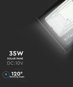 LED Προβολέας με Φ/Β Πανελ 35W Μαύρος V-TAC IP65 15000mAh DC 6.4V 120° 2450lm Φυσικό Λευκό 4000K – 8576
