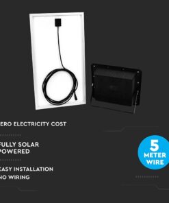 LED Προβολέας με Φ/Β Πανελ 40W Μαύρος V-TAC IP65 20000mAh DC 10V 120° 3100lm Φυσικό Λευκό 4000K – 8577