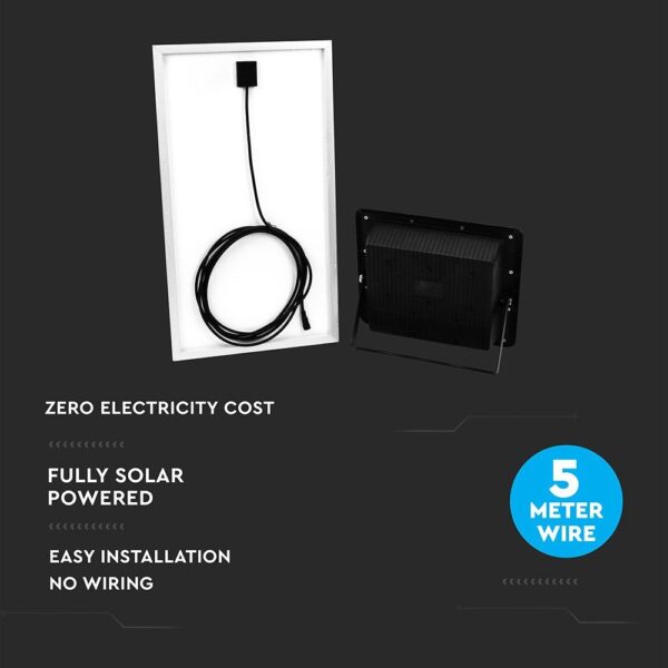 LED Προβολέας με Φ/Β Πανελ 40W Μαύρος V-TAC IP65 20000mAh DC 10V 120° 3100lm Φυσικό Λευκό 4000K – 8577
