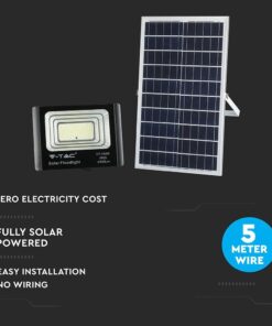 LED Προβολέας με Φ/Β Πανελ 35W Μαύρος V-TAC IP65 15000mAh DC 6.4V 120° 2450lm Φυσικό Λευκό 4000K – 8576