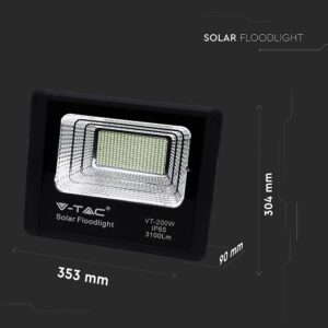 LED Προβολέας με Φ/Β Πανελ 40W Μαύρος V-TAC IP65 20000mAh DC 10V 120° 3100lm Φυσικό Λευκό 4000K – 8577