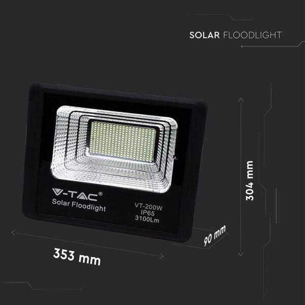 LED Προβολέας με Φ/Β Πανελ 40W Μαύρος V-TAC IP65 20000mAh DC 10V 120° 3100lm Φυσικό Λευκό 4000K – 8577