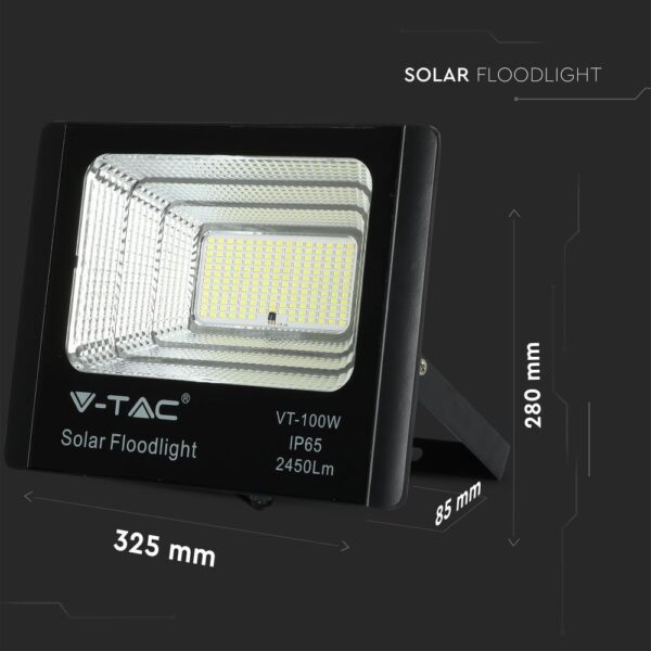 LED Προβολέας με Φ/Β Πανελ 35W Μαύρος V-TAC IP65 15000mAh DC 6.4V 120° 2450lm Φυσικό Λευκό 4000K – 8576