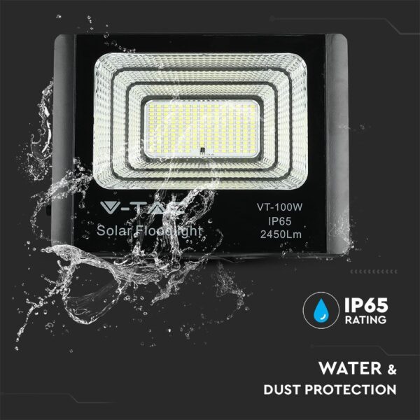 LED Προβολέας με Φ/Β Πανελ 35W Μαύρος V-TAC IP65 15000mAh DC 6.4V 120° 2450lm Φυσικό Λευκό 4000K – 8576