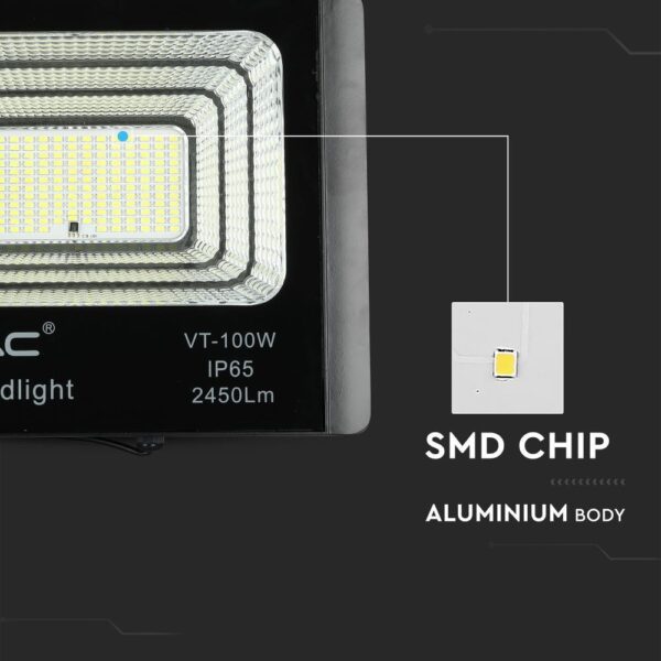 LED Προβολέας με Φ/Β Πανελ 35W Μαύρος V-TAC IP65 15000mAh DC 6.4V 120° 2450lm Φυσικό Λευκό 4000K – 8576
