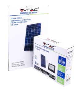 LED Προβολέας με Φ/Β Πανελ 50W Μαύρος V-TAC IP65 25000mAh DC 10V 120° 4200lm Φυσικό Λευκό 4000K – 8578