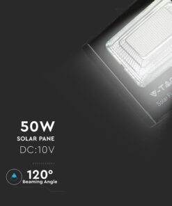 LED Προβολέας με Φ/Β Πανελ 50W Μαύρος V-TAC IP65 25000mAh DC 10V 120° 4200lm Φυσικό Λευκό 4000K – 8578