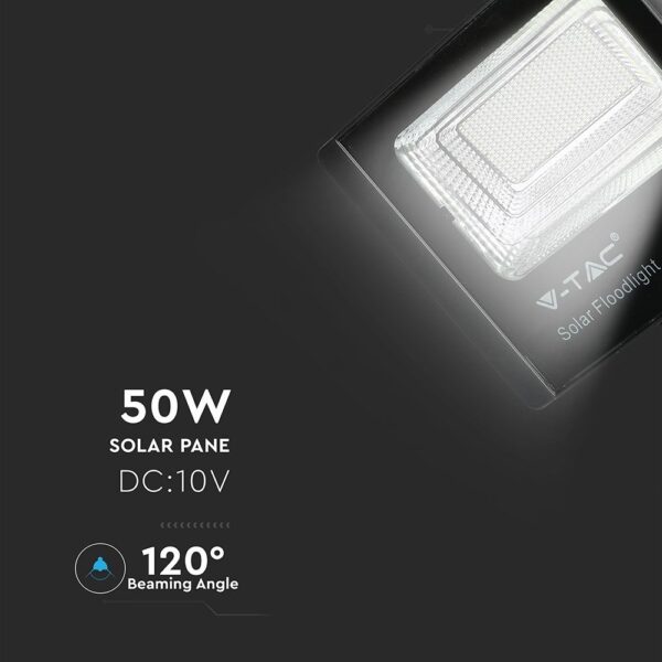 LED Προβολέας με Φ/Β Πανελ 50W Μαύρος V-TAC IP65 25000mAh DC 10V 120° 4200lm Φυσικό Λευκό 4000K – 8578
