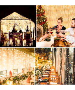 85800 Διακοσμητική Κουρτίνα 3 x 2 Μέτρα με Controller 8 Προγραμμάτων Φωτισμού – Επεκτεινόμενη 240 LED 6W AC 230V με Διάφανο Καλώδιο & Πρίζα Schuko IP20 Θερμό Λευκό 3000K Μ3 x Υ2m