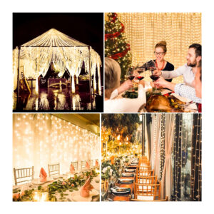 85800 Διακοσμητική Κουρτίνα 3 x 2 Μέτρα με Controller 8 Προγραμμάτων Φωτισμού – Επεκτεινόμενη 240 LED 6W AC 230V με Διάφανο Καλώδιο & Πρίζα Schuko IP20 Θερμό Λευκό 3000K Μ3 x Υ2m