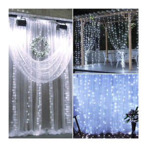 85801 Διακοσμητική Κουρτίνα 3 x 2 Μέτρα με Controller 8 Προγραμμάτων Φωτισμού – Επεκτεινόμενη 240 LED 6W AC 230V με Διάφανο Καλώδιο & Πρίζα Schuko IP20 Ψυχρό Λευκό 6000K Μ3 x Υ2m