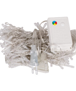 85802 Διακοσμητική Κουρτίνα 3 x 2 Μέτρα με Controller 8 Προγραμμάτων Φωτισμού – Επεκτεινόμενη 240 LED 6W AC 230V με Διάφανο Καλώδιο & EU Πρίζα IP20 Πολύχρωμο RGB Μ3 x Υ2m