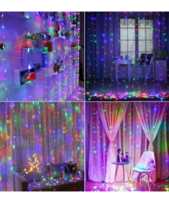 85802 Διακοσμητική Κουρτίνα 3 x 2 Μέτρα με Controller 8 Προγραμμάτων Φωτισμού – Επεκτεινόμενη 240 LED 6W AC 230V με Διάφανο Καλώδιο & EU Πρίζα IP20 Πολύχρωμο RGB Μ3 x Υ2m