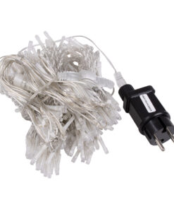 85803 Διακοσμητική Κουρτίνα 3 x 3 Μέτρα με Controller 8 Προγραμμάτων Φωτισμού – Επεκτεινόμενη 300 LED 8W AC 230V με Διάφανο Καλώδιο & Πρίζα Schuko Αδιάβροχη IP67 Θερμό Λευκό 3000K Μ3 x Υ3m